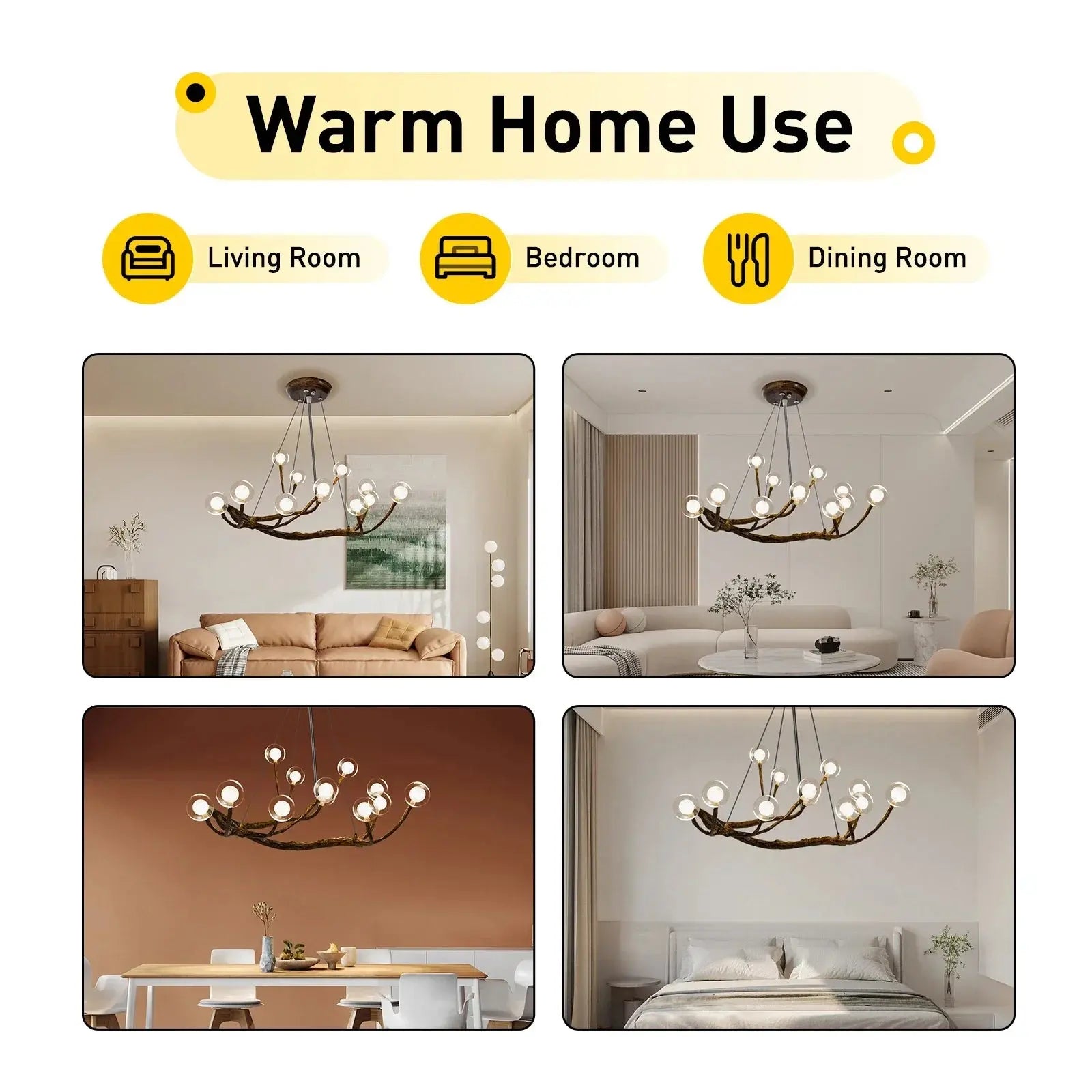 Bionic Branch Farmhouse Chandelier — 12-Light Warm White LED comfydesigners