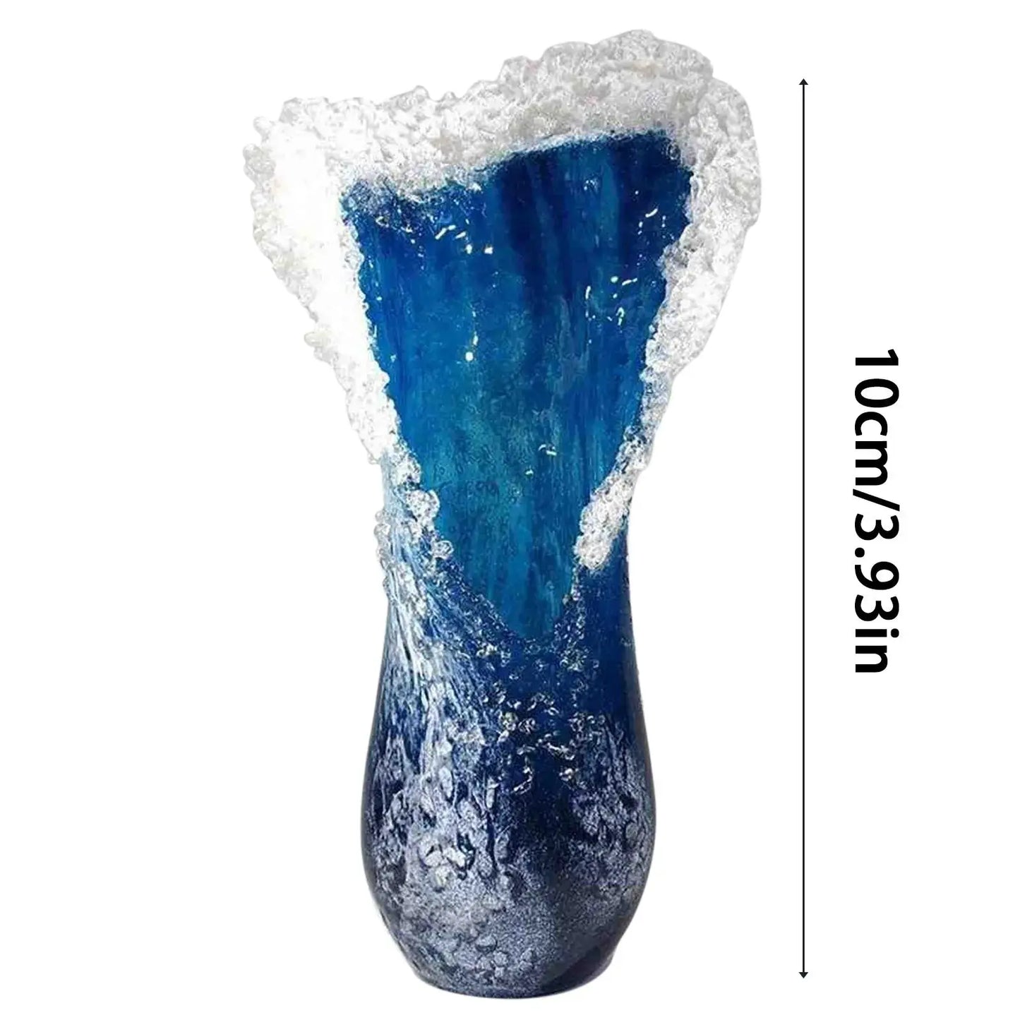 Sea Wave Blue Resin Vase comfydesigners