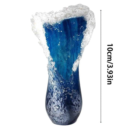 Sea Wave Blue Resin Vase comfydesigners