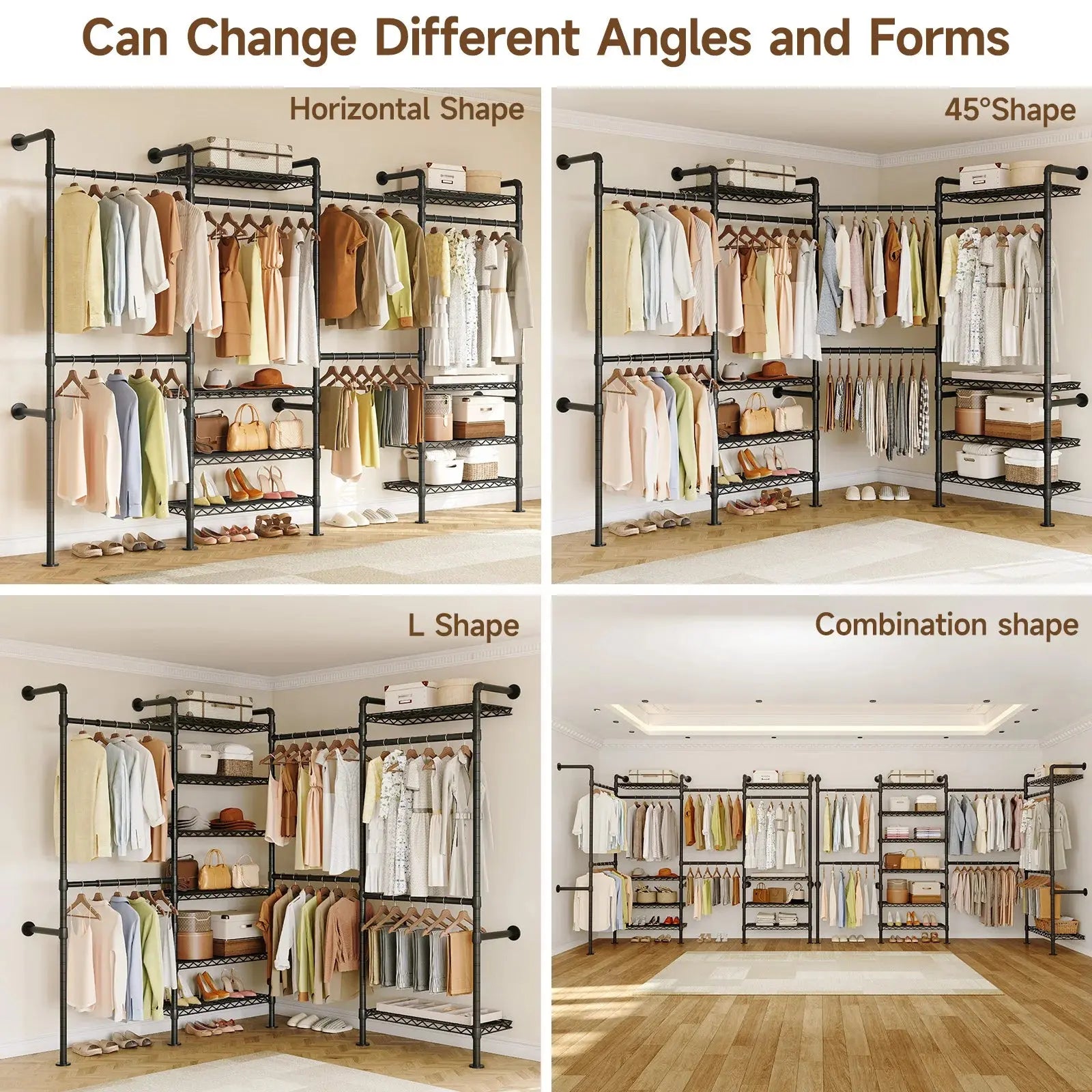 The Last Closet Organizer You’ll Ever Need — Wall-Mounted Industrial Pipe Rack, 6 Rods, 8 Shelves & 1,100 lb Capacity comfydesigners