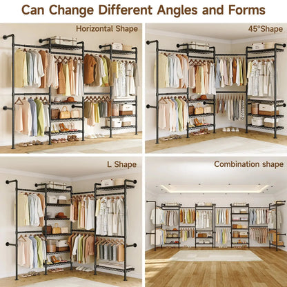 The Last Closet Organizer You’ll Ever Need — Wall-Mounted Industrial Pipe Rack, 6 Rods, 8 Shelves & 1,100 lb Capacity comfydesigners