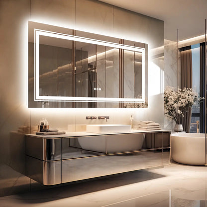 LED Backlit Bathroom Mirror | Dimmable, Anti-Fog, Touch Control comfydesigners