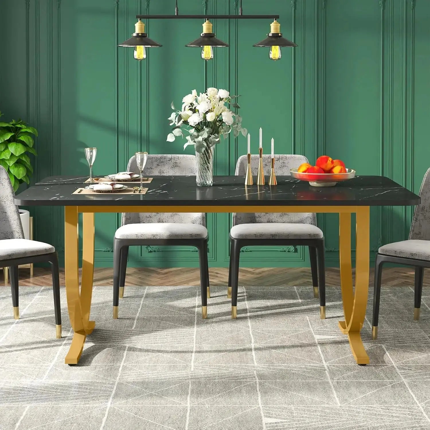 Faux Marble Rectangular Dining Table comfydesigners