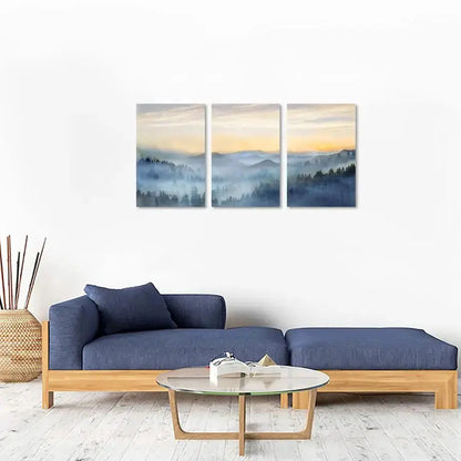 3 Panel Sunrise Misty Forest Print Picture comfydesigners