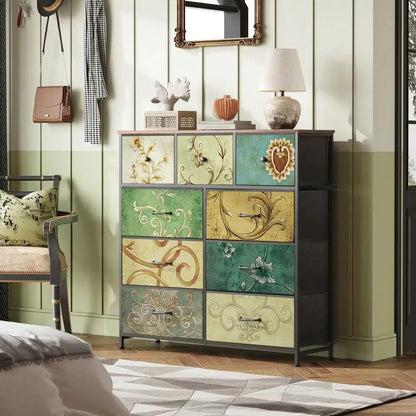 Dresser/Organizer Unit With Fabric Bins, Steel Frame, comfydesigners