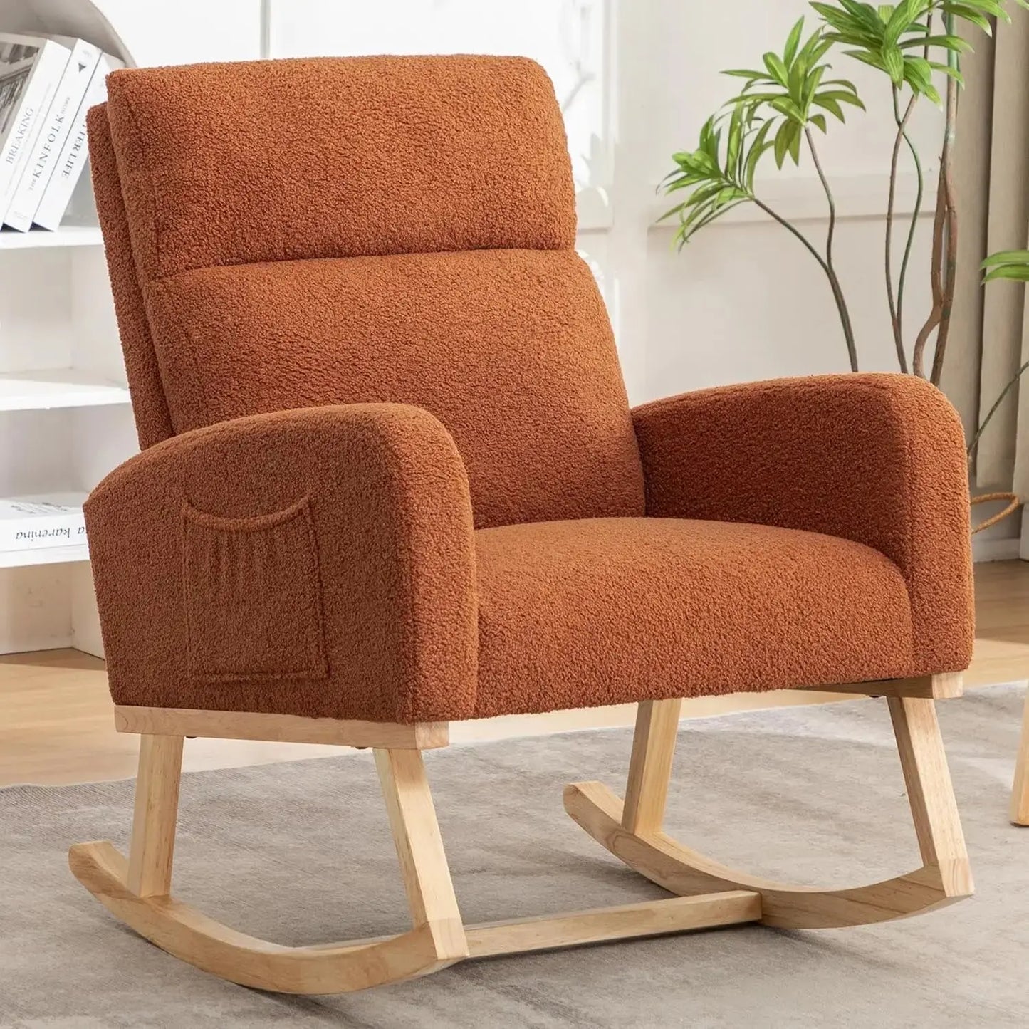Sherpa Nursery Glider Rocking Chair with Pockets comfydesigners