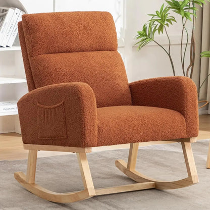 Sherpa Nursery Glider Rocking Chair with Pockets comfydesigners