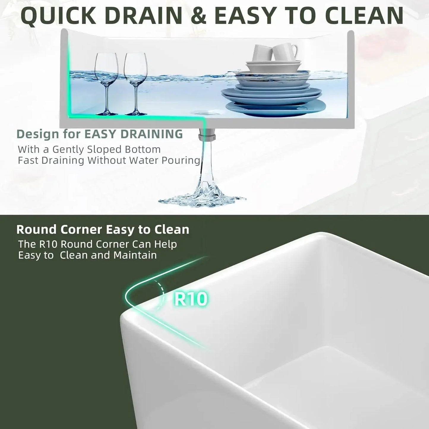 White Fireclay Farmhouse Sink | Apron Front, Single Bowl, Deep Basin Kitchen Sink comfydesigners