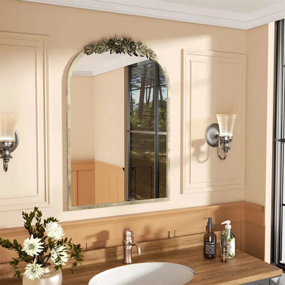 Arched Baroque Wall Mirror | Antique Brass Gold Finish, Decorative Wall-Mounted Mirror — 2 Sizes comfydesigners