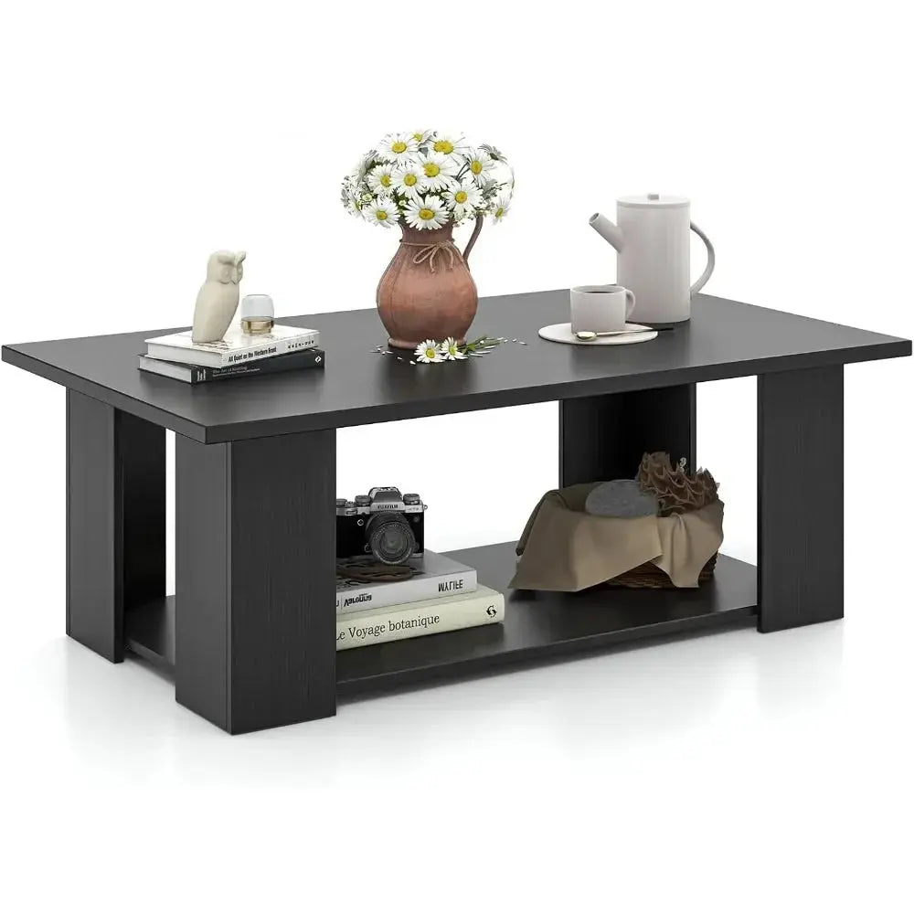 2-Tier Wooden Rectangular Coffee Table comfydesigners