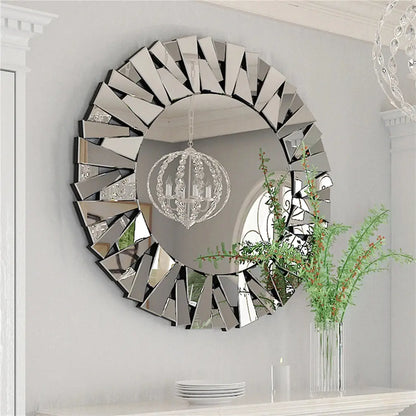 Silver Sunburst Decorative Round Wall Mirror comfydesigners