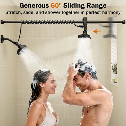 Dual High Pressure Shower Head with Adjustable Slider comfydesigners