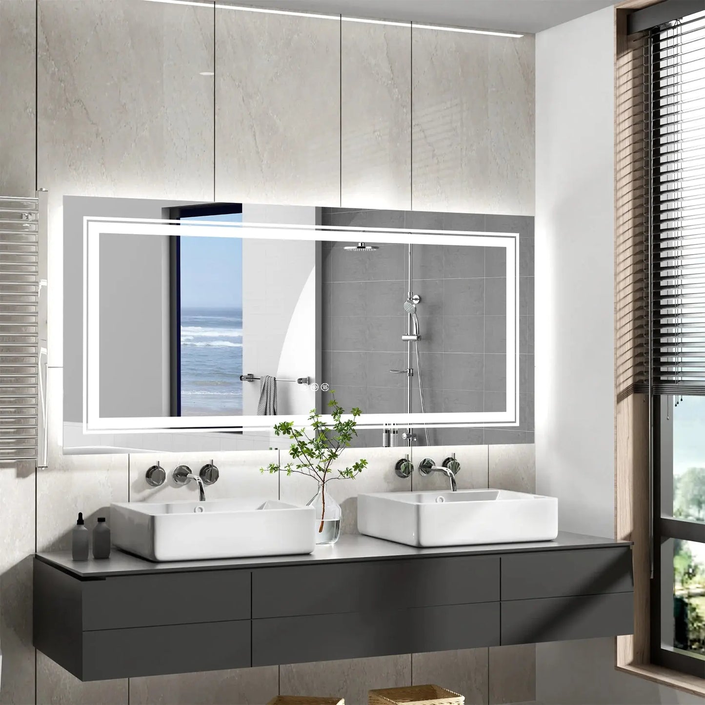LED Backlit Bathroom Mirror | Dimmable, Anti-Fog, Touch Control comfydesigners