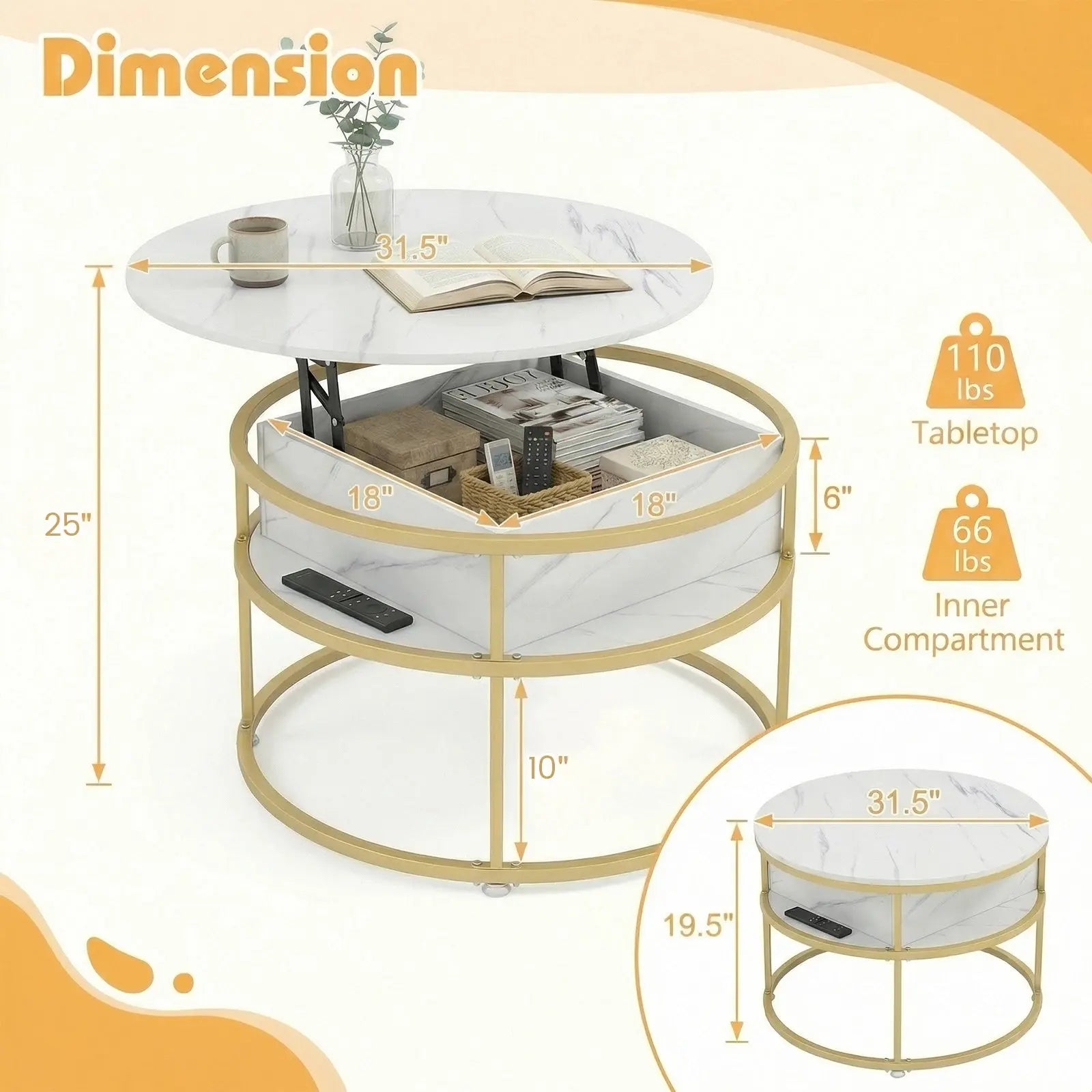 Lift Top Coffee Table w/ Hidden Compartment comfydesigners