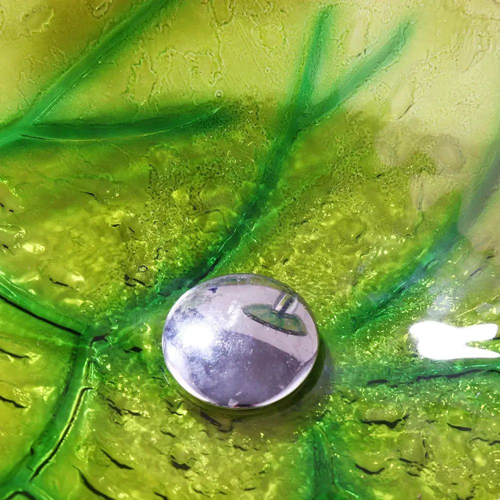 Leaf-Shaped Hand-Painted Glass Vessel Sink with Faucet | Nature-Inspired Countertop Bathroom Sink comfydesigners