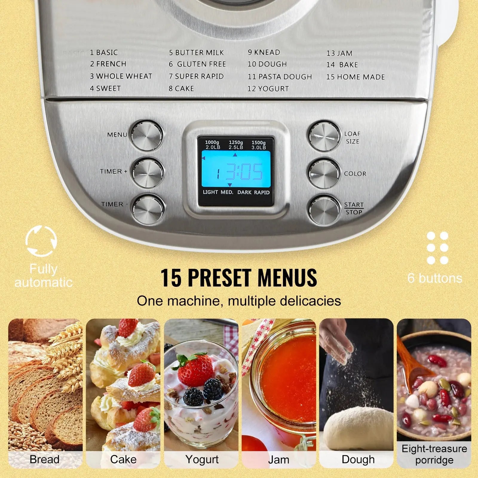 15-in-1 Bread Maker & Dough Machine | Fresh-Baked Loaves at the Push of a Button comfydesigners