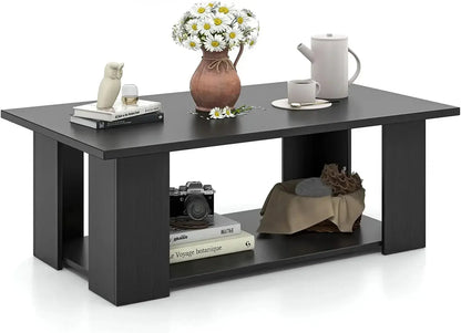 2-Tier Wooden Rectangular Coffee Table comfydesigners