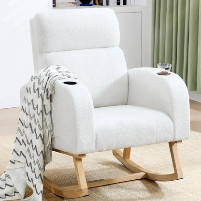 Sherpa Nursery Glider Rocking Chair with Pockets comfydesigners