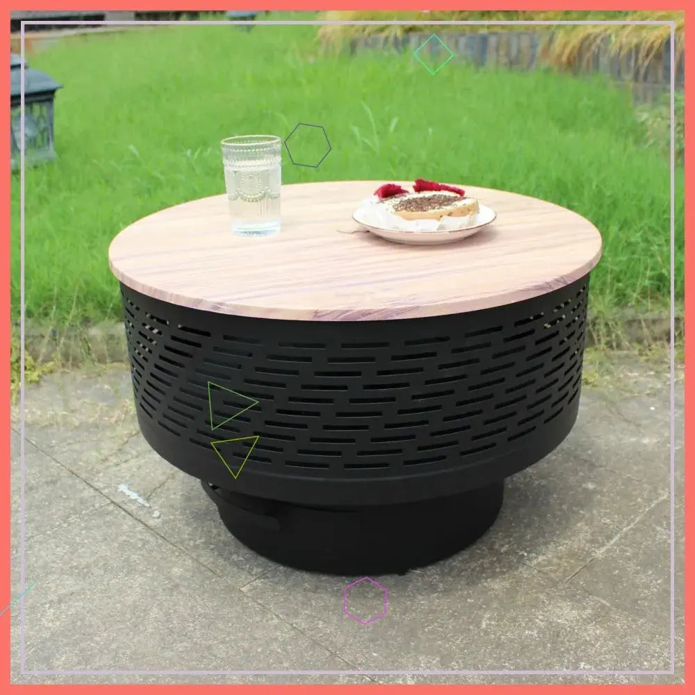 Bonfire. BBQ. Table. All in One. — 26" 3-in-1 Wood-Burning Fire Pit with Grill, Lid & Waterproof Cover comfydesigners
