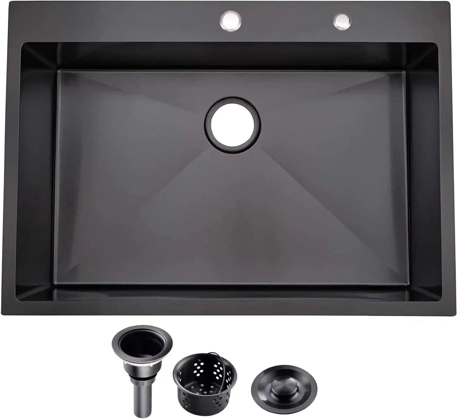 Gunmetal Black Drop-In Kitchen Sink | Handcrafted Stainless Steel, Top Mount, Extra-Deep Single Bowl comfydesigners