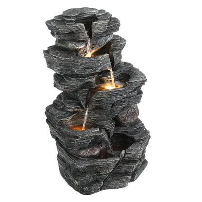 Bring the Waterfall Home — Multi-Tier Cascading Rock Fountain with Warm LED Lights comfydesigners