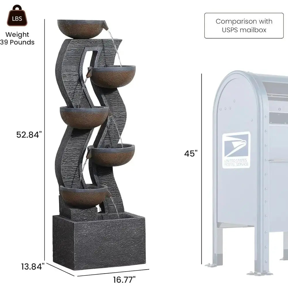 6-Tier Outdoor Water Fountain with Lights comfydesigners