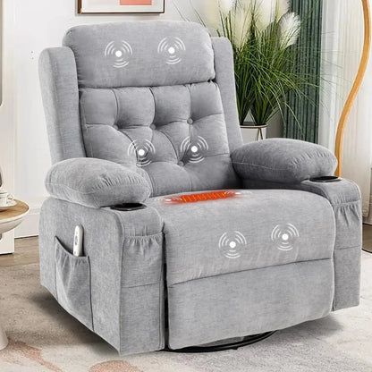 Massage Heated Rocker Recliner Chair with Swivel comfydesigners