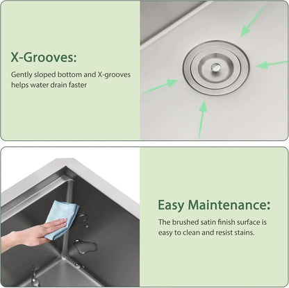 30" Undermount Kitchen Sink | Stainless Steel Workstation with Cutting Board comfydesigners