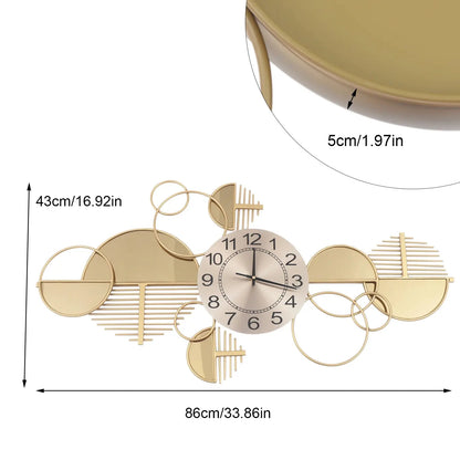 Gold Geometric Iron & Glass Wall Clock comfydesigners