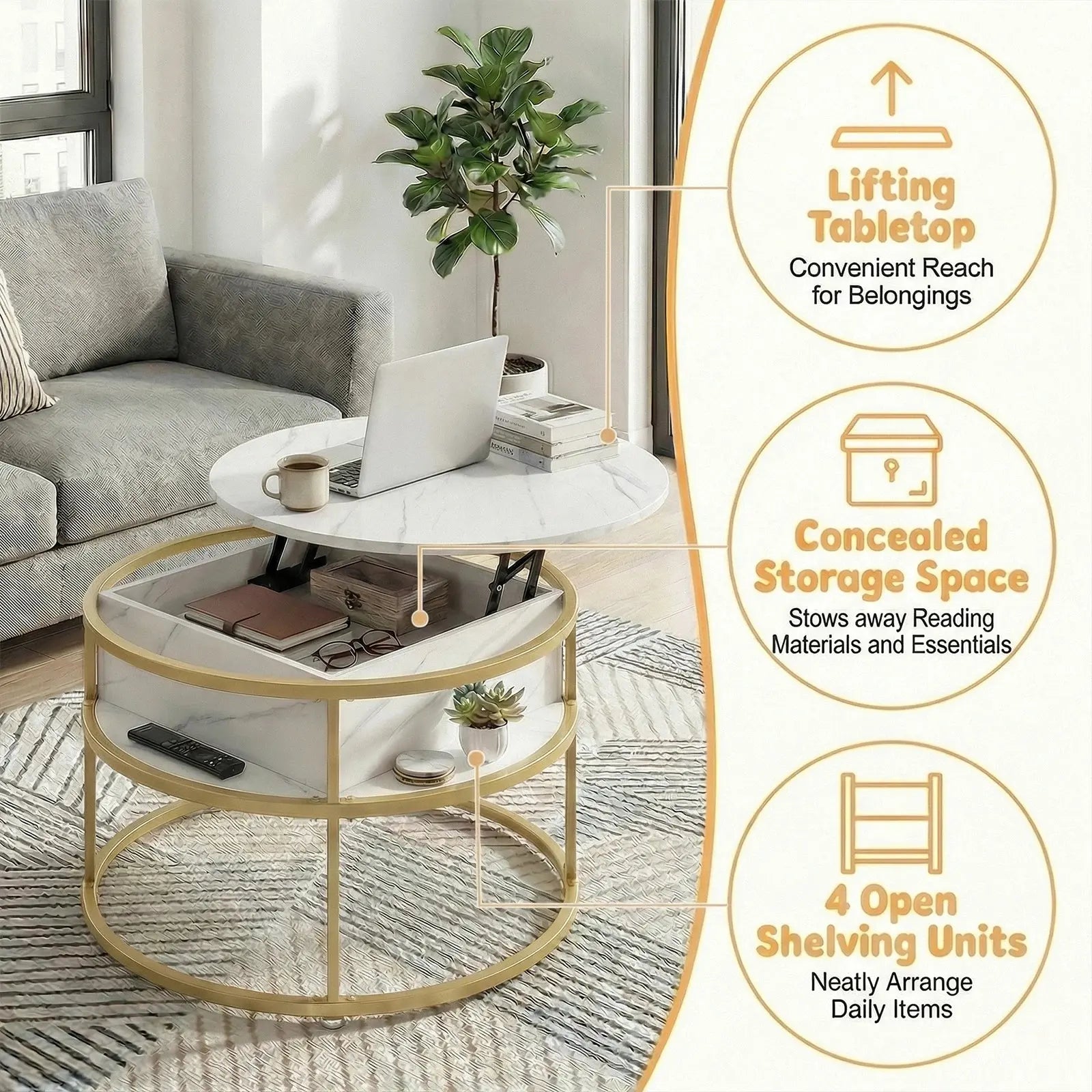 Lift Top Coffee Table w/ Hidden Compartment comfydesigners