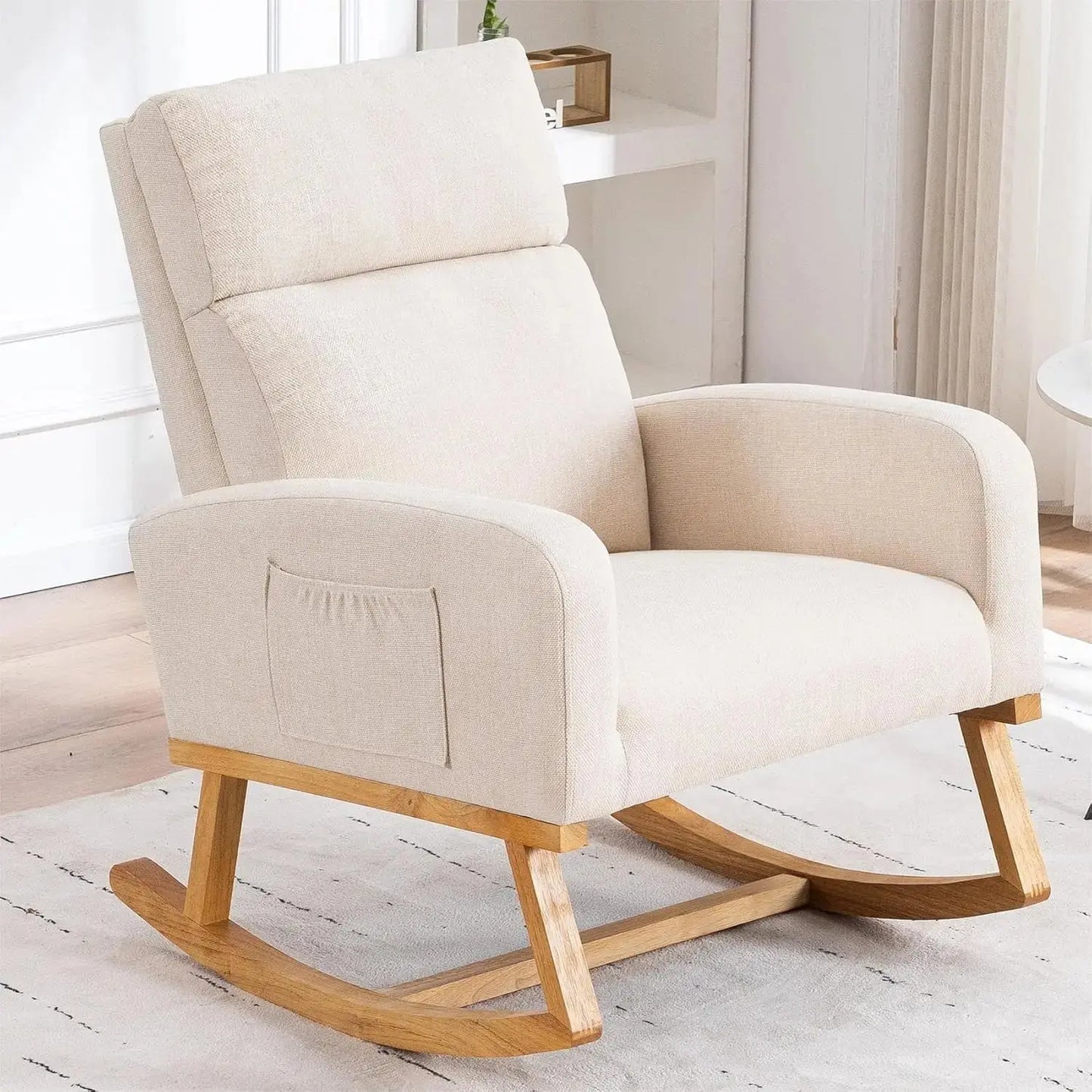 Sherpa Nursery Glider Rocking Chair with Pockets comfydesigners