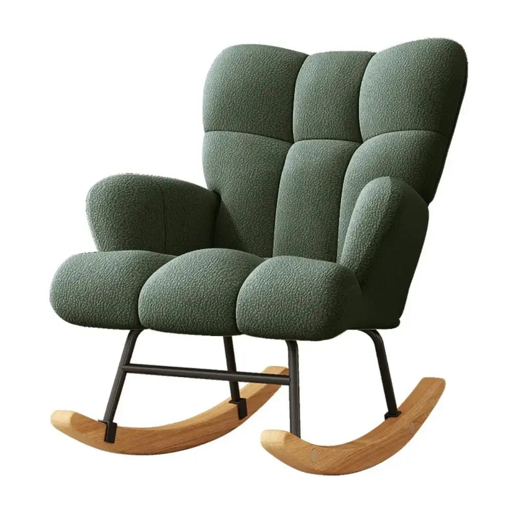 High-Back Solid Wood Rocking Chair with Cushion comfydesigners