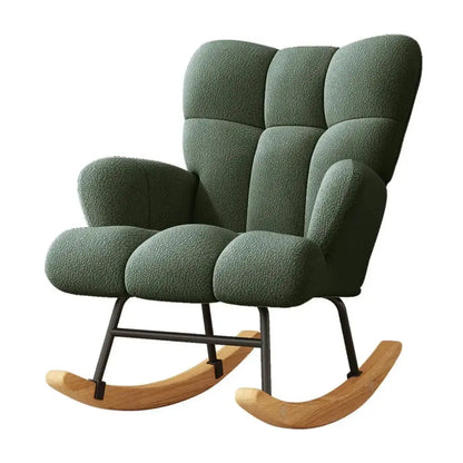 High-Back Solid Wood Rocking Chair with Cushion comfydesigners
