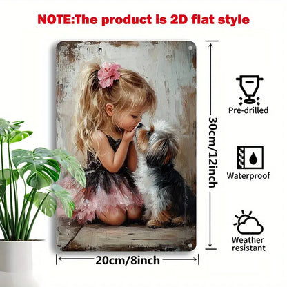 Girl & Dog Tinplate Wall Art comfydesigners