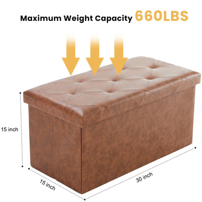 The Cleverest Seat in the Room — 30" Collapsible Leather Storage Ottoman & Footstool comfydesigners