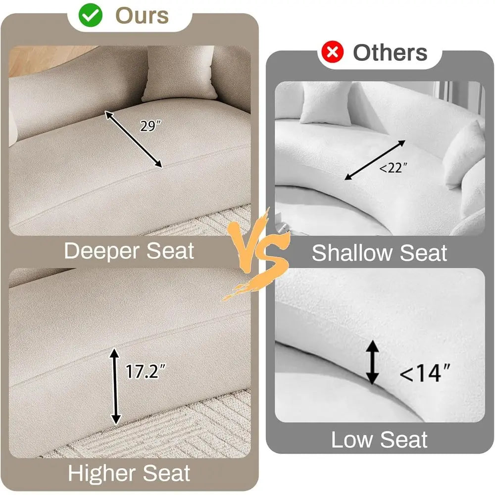 Curved Chenille Sectional Sofa — Deep Seat