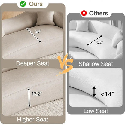 Curved Chenille Sectional Sofa — Deep Seat
