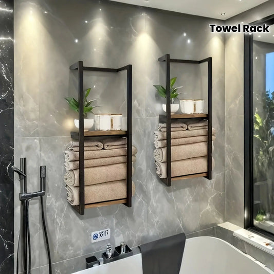2-layer Carbon Steel Wall-Mounted Towel Rack comfydesigners