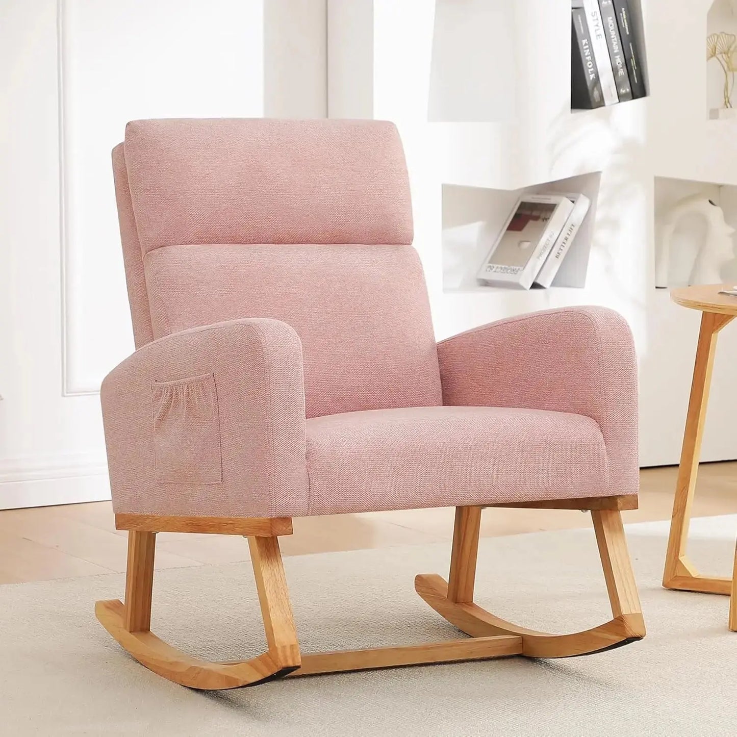 Sherpa Nursery Glider Rocking Chair with Pockets comfydesigners