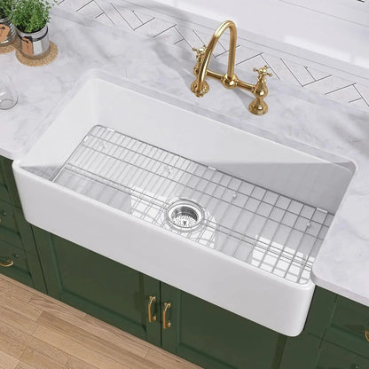 White Fireclay Farmhouse Sink | Apron Front, Single Bowl, Deep Basin Kitchen Sink comfydesigners