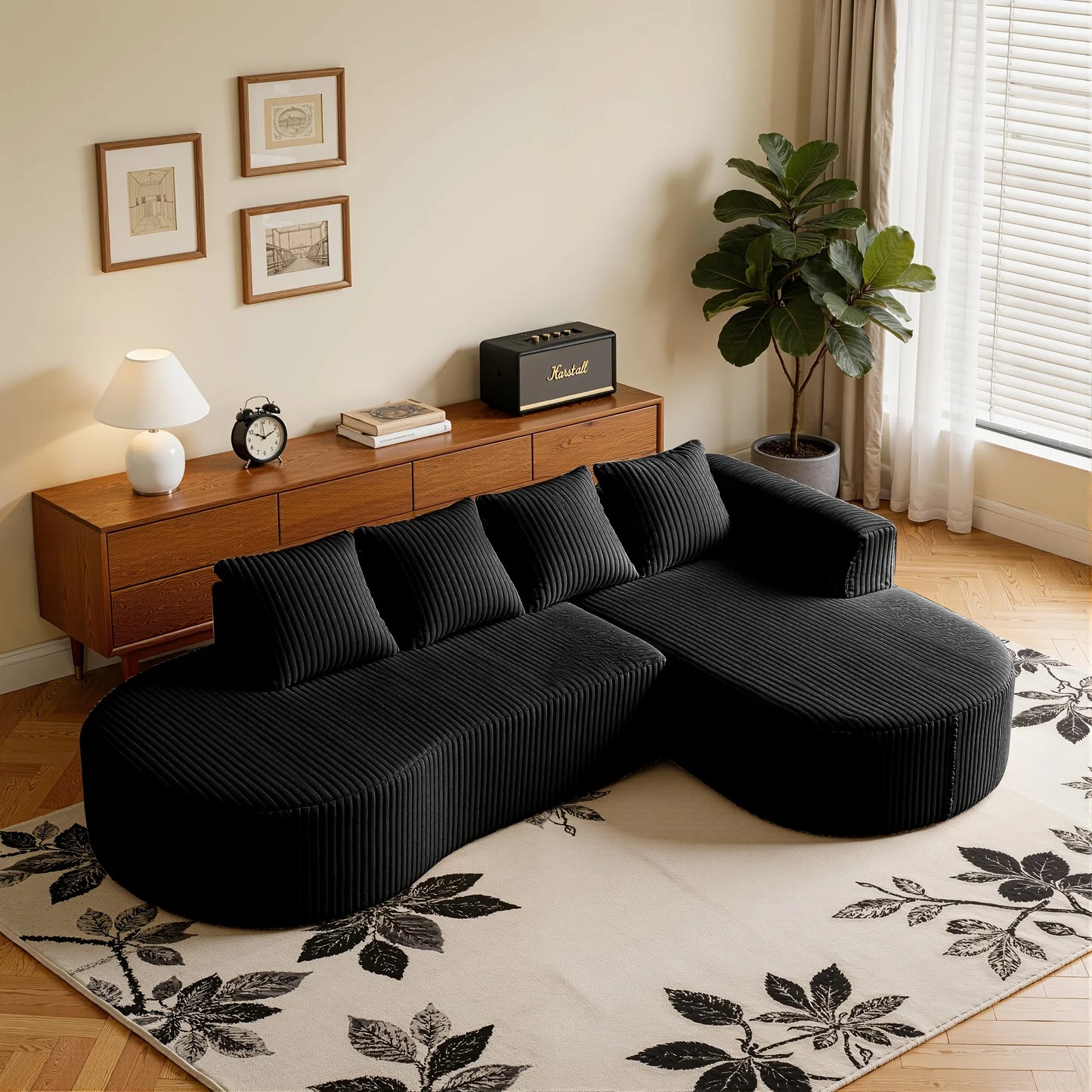 L-Shaped Modular Corduroy Cloud Sofa