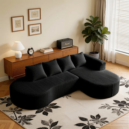 L-Shaped Modular Corduroy Cloud Sofa