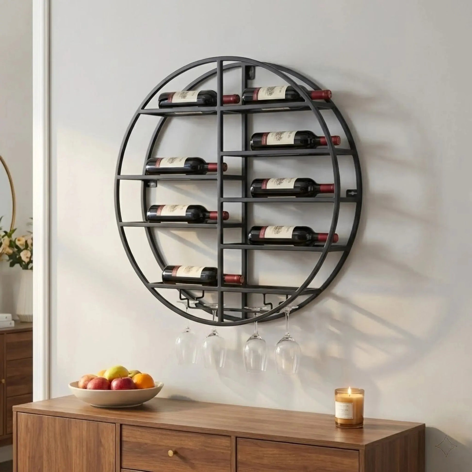 Black Iron Wine Shelf Wall Mounted comfydesigners