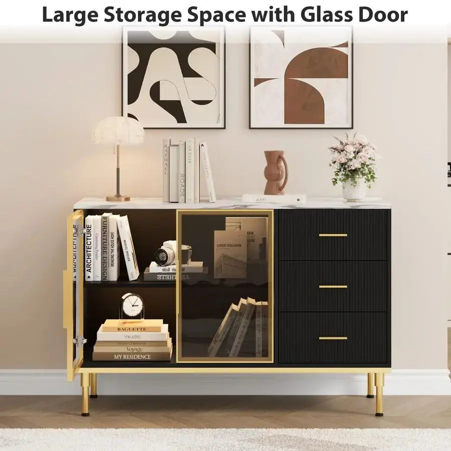 Large Fluted Buffet Sideboard Cabinet with Storage comfydesigners