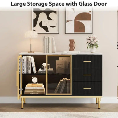 Large Fluted Buffet Sideboard Cabinet with Storage comfydesigners