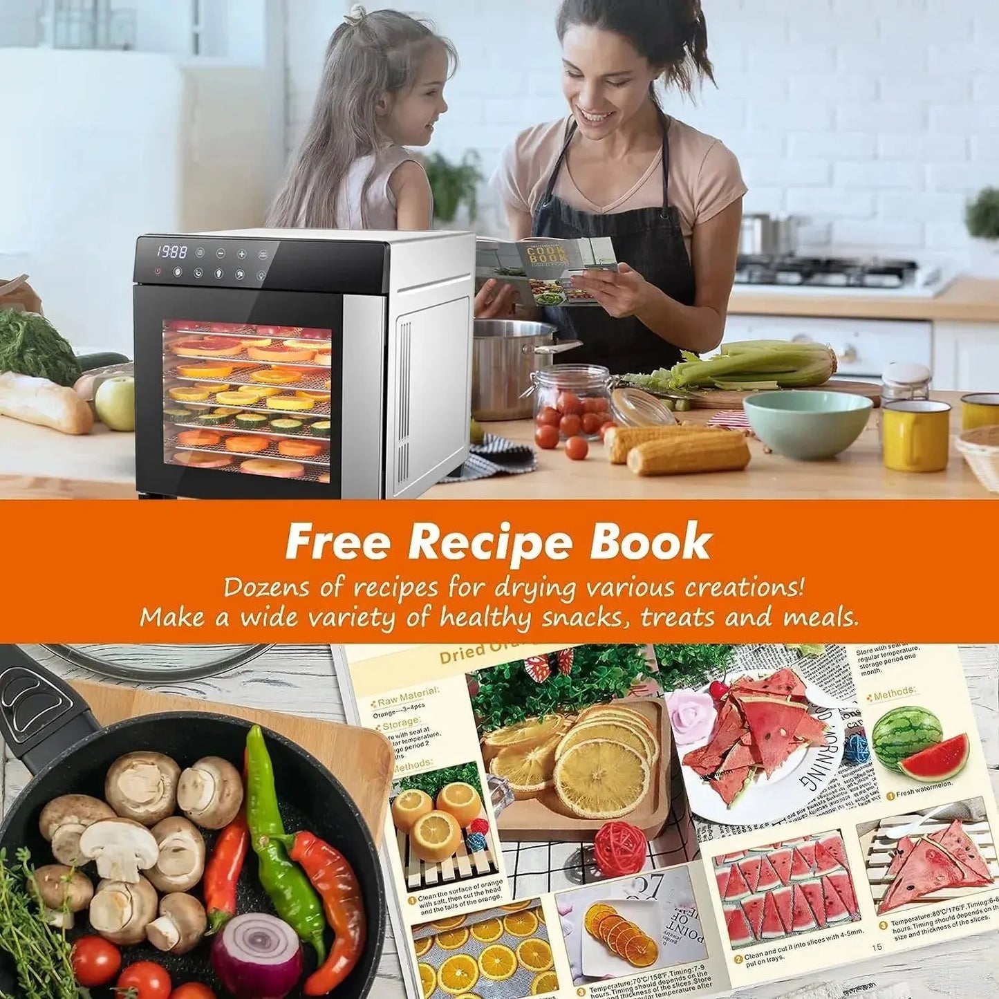 8-Tray Stainless Steel Food Dehydrator | 600W, Digital Timer & 4 Smart Presets comfydesigners