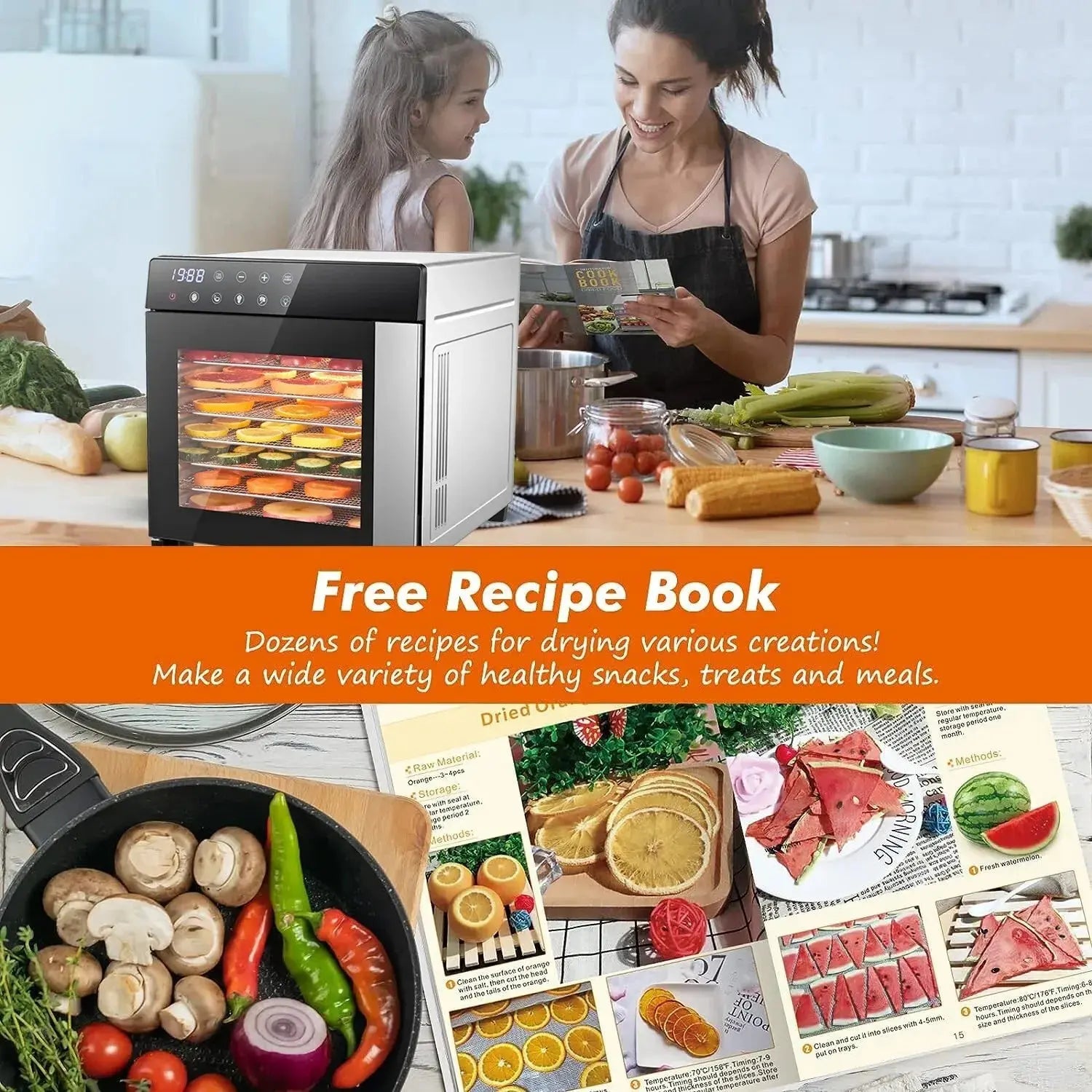 8-Tray Stainless Steel Food Dehydrator | 600W, Digital Timer & 4 Smart Presets comfydesigners