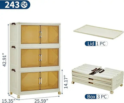 Stack It. Access It. Fold It Away. — Large Capacity Stackable Collapsible Storage Bins, 3 to 5 Tiers comfydesigners