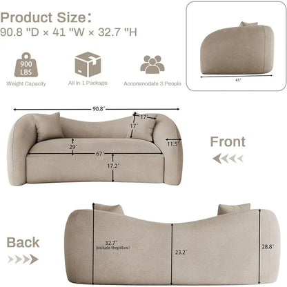 Curved Chenille Sectional Sofa — Deep Seat