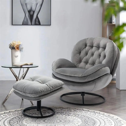 Velvet Swivel Accent Chair & Ottoman Set comfydesigners